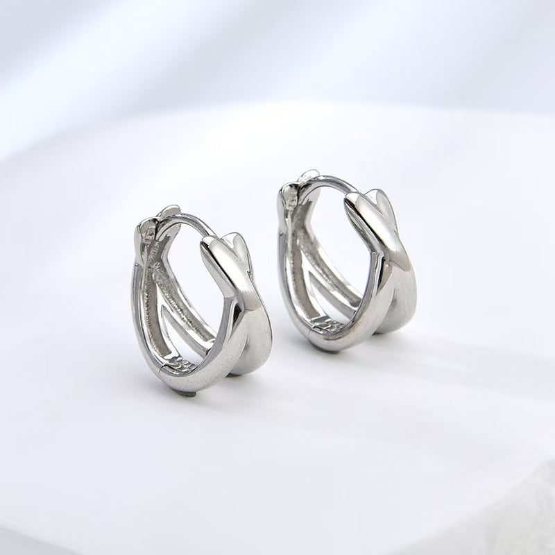 'X' double Huggie Earring
