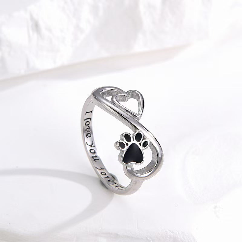 Infinite Heart Paw Ring