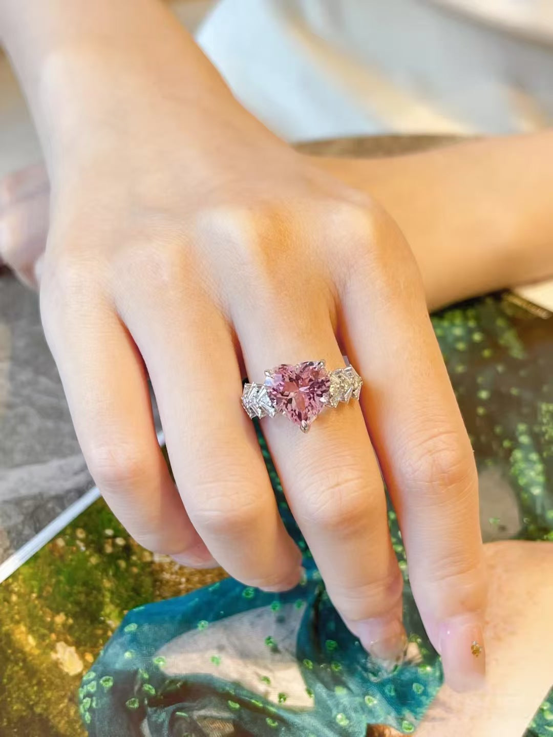 'Blossom' Ring Pink Heart