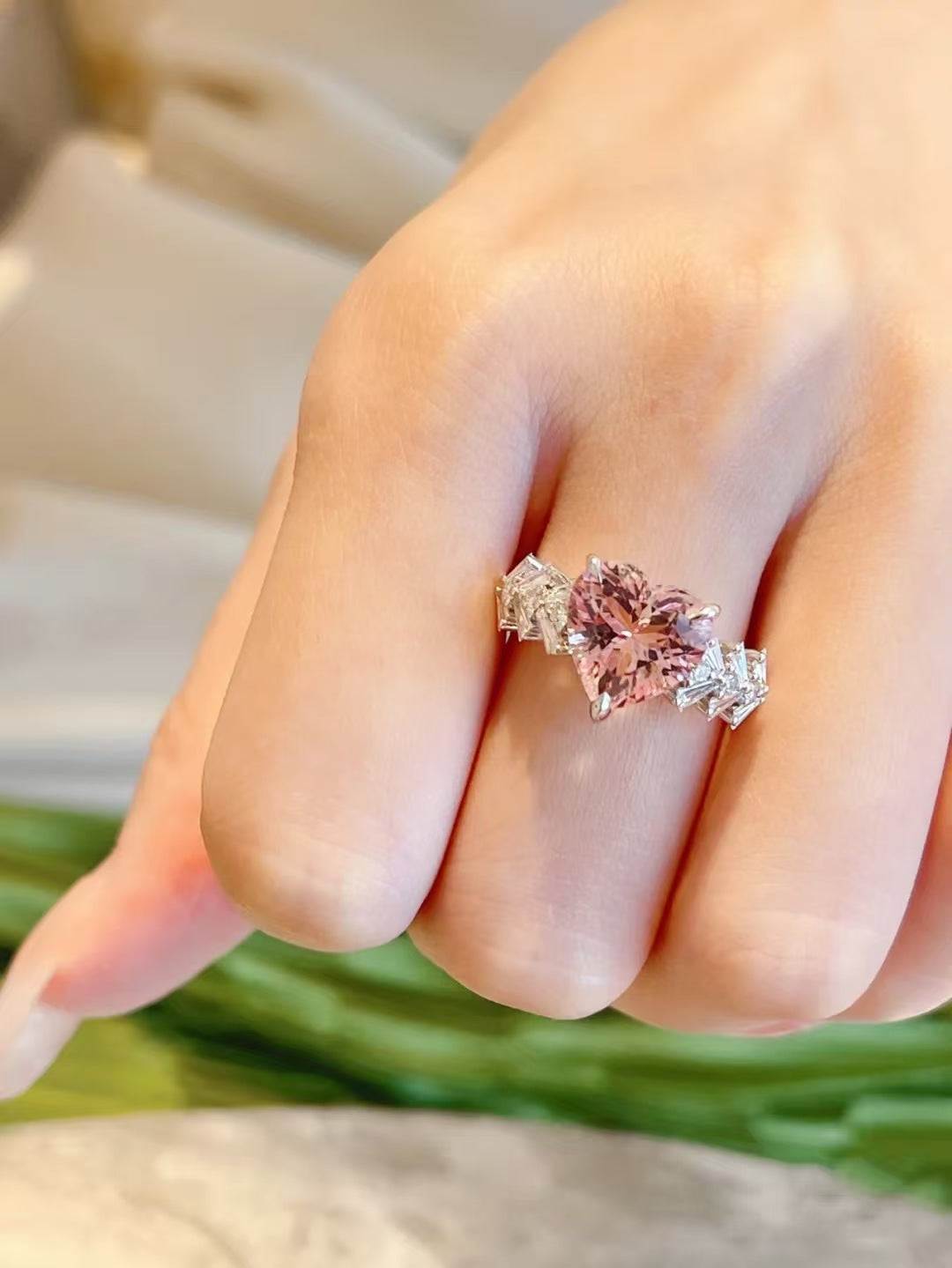 'Blossom' Ring Pink Heart