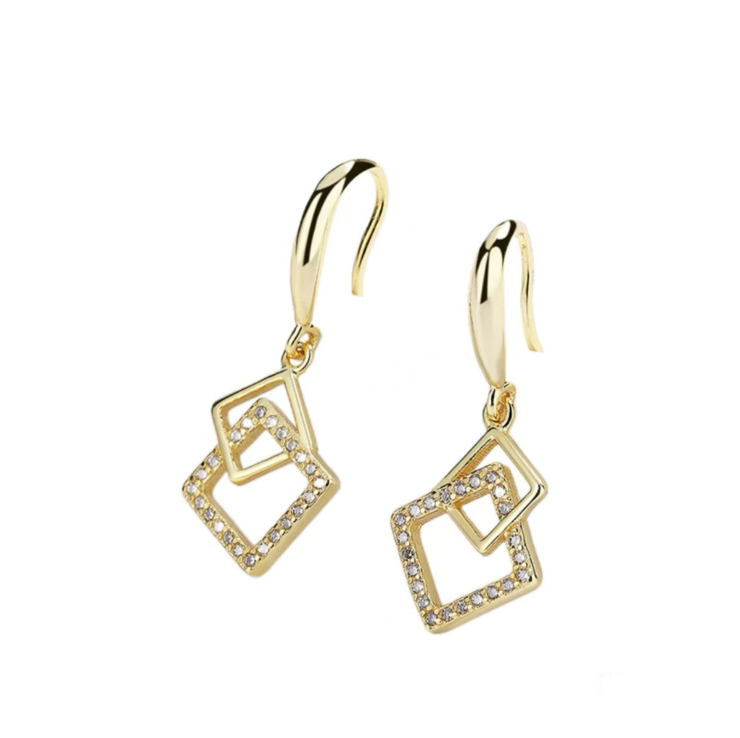 Linked Square Geometric Earrings