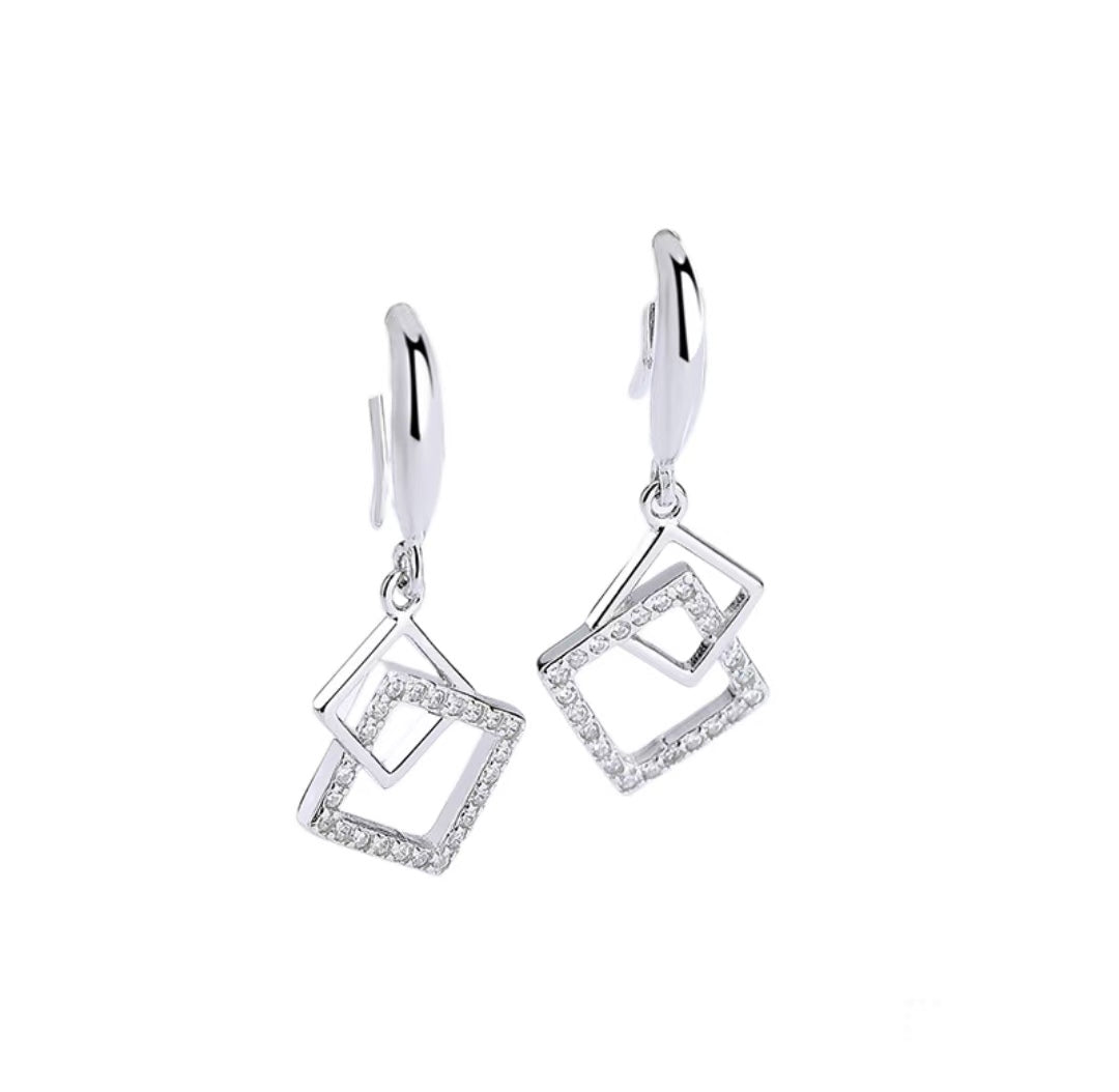 Linked Square Geometric Earrings