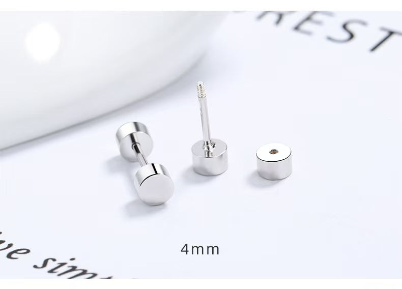 Screw Back Stud Earrings Cylindrical