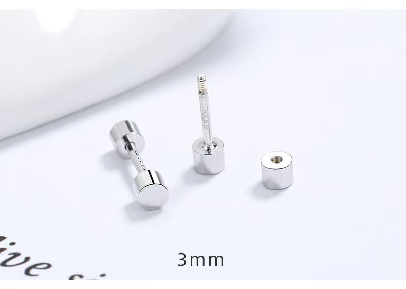 Screw Back Stud Earrings Cylindrical