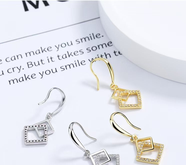 Linked Square Geometric Earrings