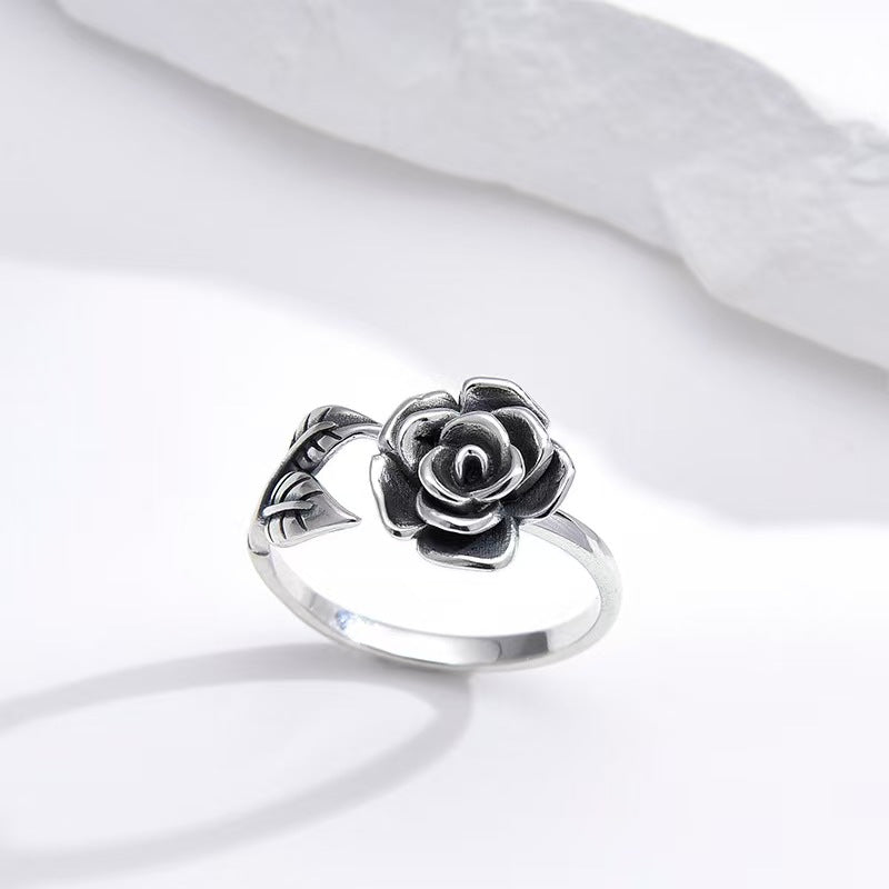 Thai Silver Rose Open Ring