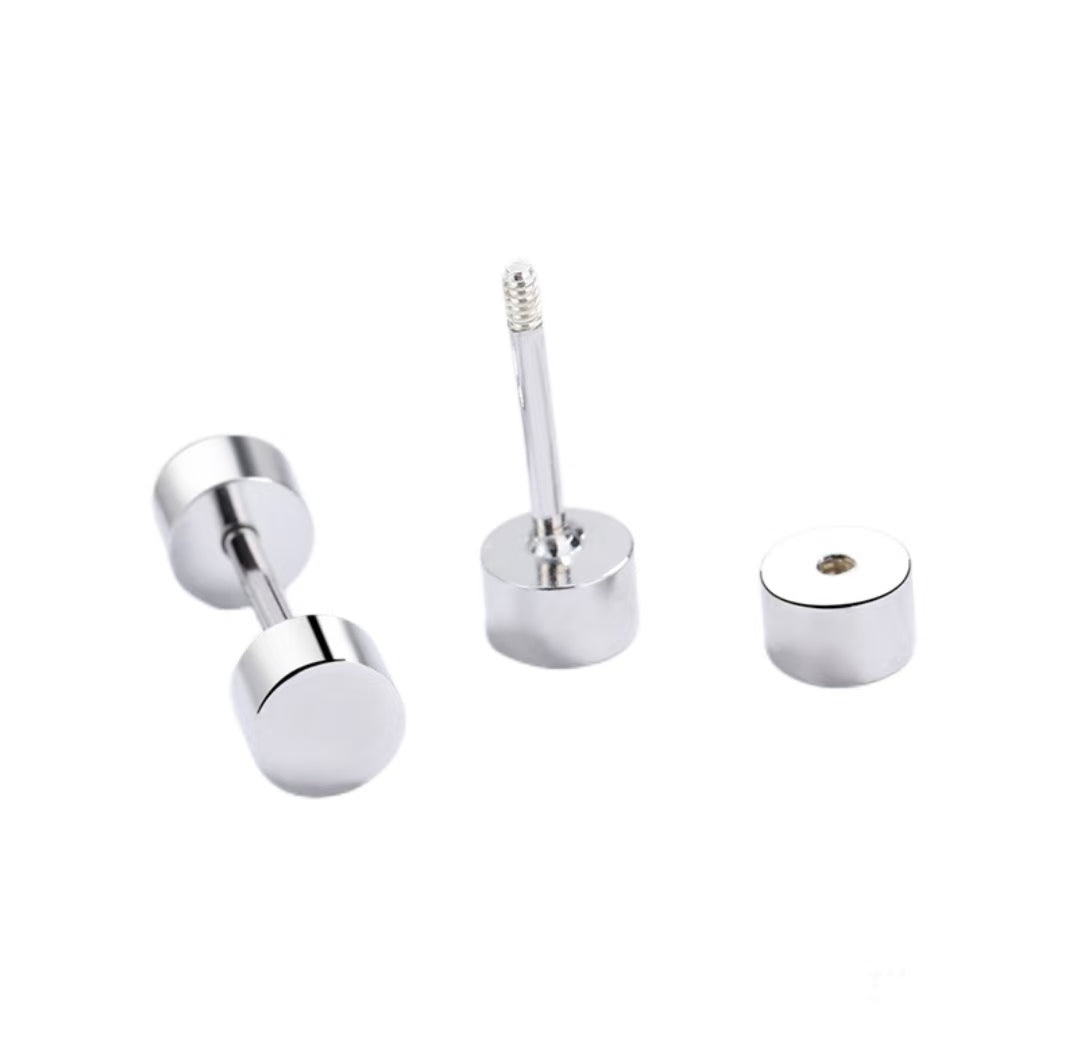 Screw Back Stud Earrings Cylindrical