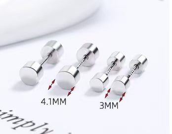 Screw Back Stud Earrings Cylindrical